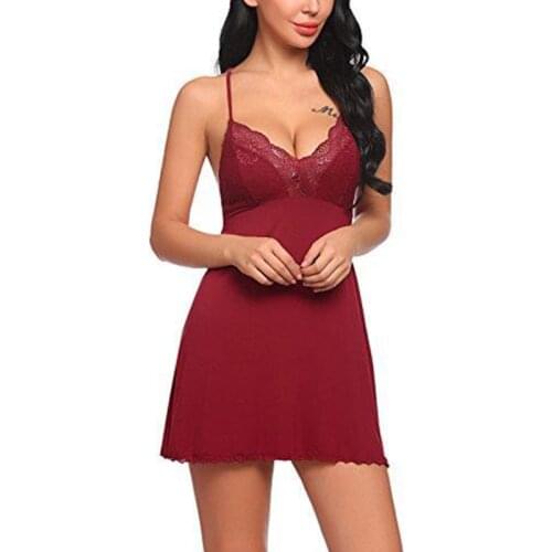 Pyjamas Women Sexy Lingerie Pajamas Women Sleepwear Slips Strap Nightgown V Neck Chemise Lace Lingerie Underwear пижама женская
