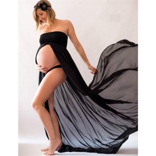 Pregnancy Dresses Maternity Photography Props Clothes For Pregnant Women Shoulderless Tailed Maternity Dresses For Photo Shoot