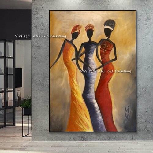 The Sexy African Hard Woman Modern Handpainted Abstrat Oil Painting Canvas Home Decor Wall Art Picture For Living Room No Framed