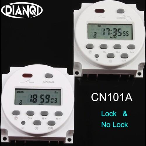 Lock & No lock CN101A AC DC 12V 24V 110V 220V Digital LCD Power Timer Programmable Electronic Time Relay Switch 8A to 16A CN101