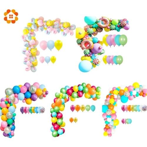 Pink Donut Sweet Candy Balloons Set Ice Cream Aluminum Foil Balloon Donut Cake Topper Banner for Happy Birthday Party Decoration