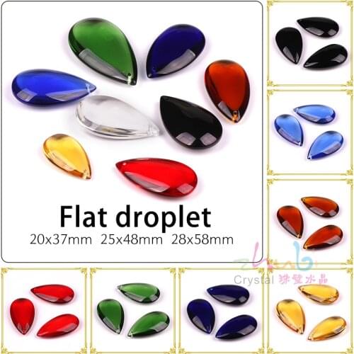 5Pcs Glass Droplet Pendants Red 25X48mm Smooth Crystal Drop Stones Beads Flat For DIY Decorations Making & Curtain Design Crafts