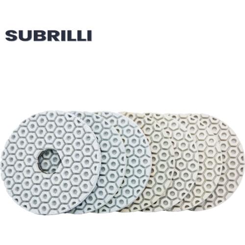 SUBRILLI 7PCS/SET 4 Inch 105mm Super Diamond Polishing Pads Wet/Dry Polishing Pad For Granite Marble Stone Grinding Discs