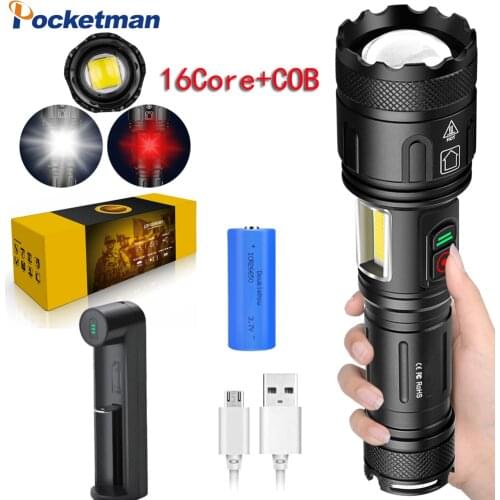 90000Lumens XHP160 16-Core+COB LED Flashlight Telescopic Zoom Flashlight Torch Lanterna Waterproof Work Light Camping Lamp