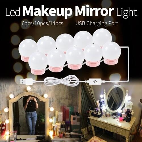 LED Dressing Table Makeup Mirror Wall Lamp USB Vanity Light LED Bathroom Dimmable Bulb Kit For Room Cosmetic Mirrors Decorative