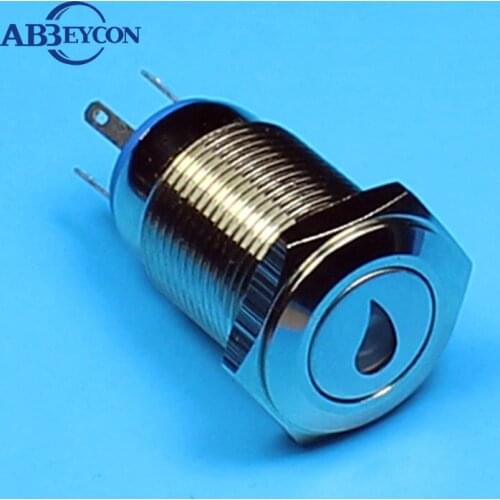 TY TY 1643F 16mm Flat round head momentary water/oil drop 12V 3A GREEN illuminated push button switch