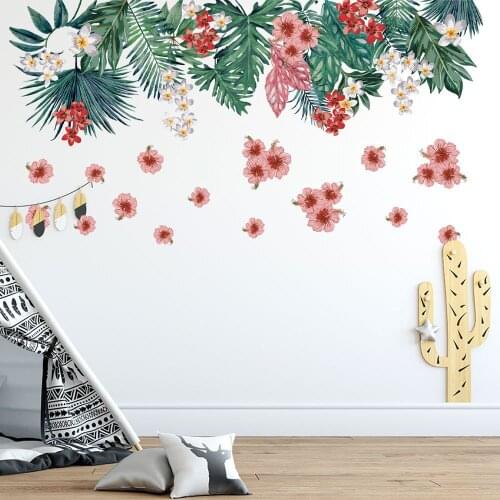 Green Plant Printing Wall Stickers Flowers Removable Personalized Living Room Bedroom Sofa Background Wall Home Office Decor Art