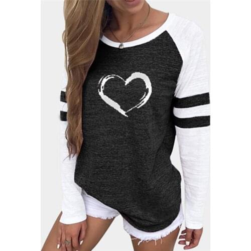 Women Autumn T Shirt O Neck Tops Long Sleeves Casual Loose Patchwork T Shirts Female Spring Tops Streetwear Fashion