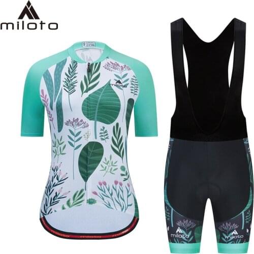 Miloto women cycling sets summer Bicycle Jersey Set Female MTB Ropa Ciclismo breathable Girl Cycle Wear Road Bike Bib Shorts