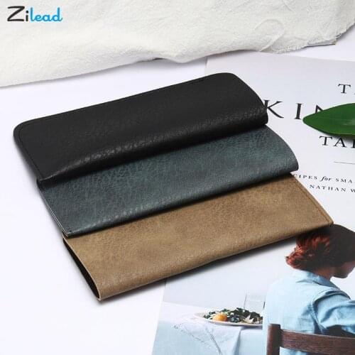 Zilead PU Leather Glasses Case Vintage Men Women Waterproof Soft Eyeglasses Holder Box Spectacle Solid Storage Cases 3 Colors