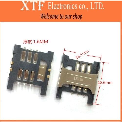 10PCS/Lot Original new 6Pin reader holder connector mobile phone SIM card connector free shipping