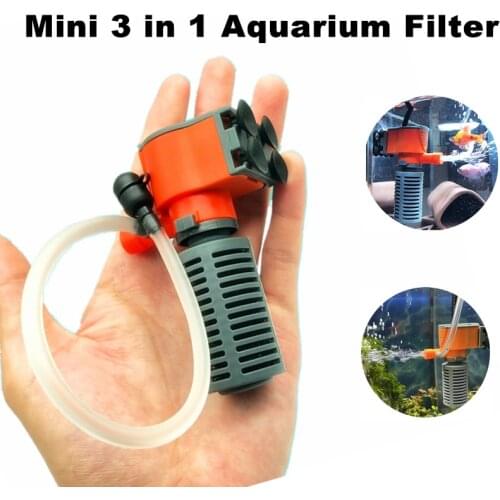 3W Mini Internal Aquarium Filter 3 in 1 Submersible Water Circulation Pump Filter Add Oxygen For Fish Turtle Tank