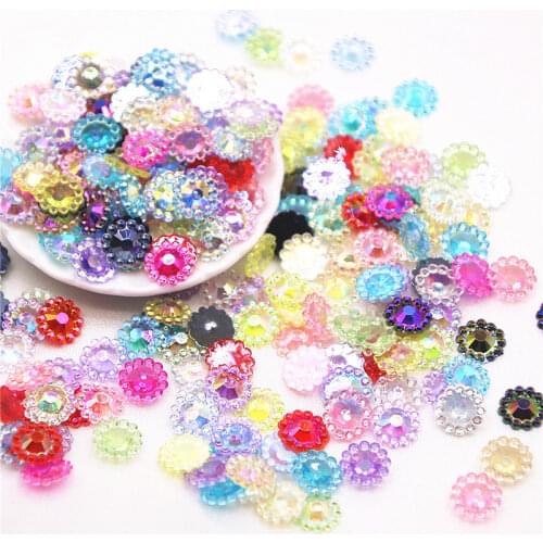 8mm 500pcs mix color flower transparent AB Acrylic rhinestones stone Facets cabochon rhinestones decoration DIY craft