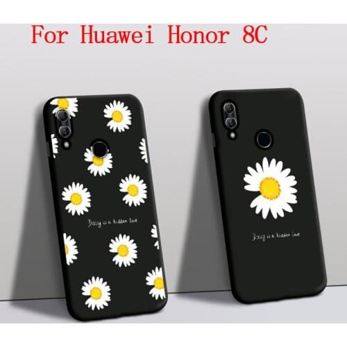 For Huawei Honor 8C case Silicone Protector Rose Daisy Flower phone cover For Huawei honor 8c back Cover Black funda BKK-AL10 00