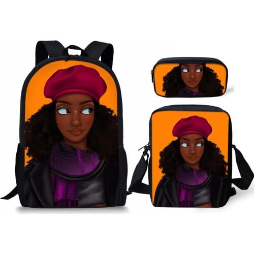 African Girls School Bags For Boys And Girls Cartoon African Girl Print Student School Backpacks Cute Book Bags Mochila Escolar