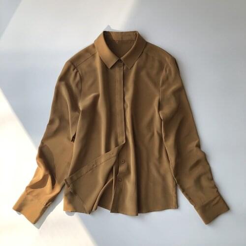 Elfbop Ladies Silk Caramel Colour Shirt Top - 2020 Newest Women Blouse Shirt