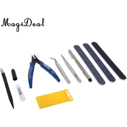 MagiDeal 1Set Military Model Making Tools Kit Toy Tweezers Cut pliers Graver Polished Assembly Professional Tool for Car Model