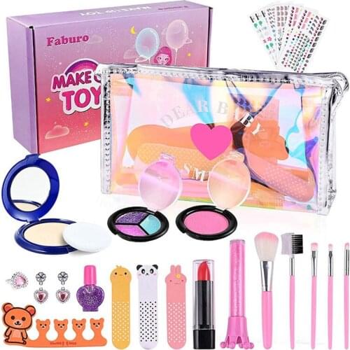 Simulation Cosmetics Pretend Makeup Toy Girl Princess Pretend To Play DIY Washable Simulation Lipstick Eye Shadow Makeup Toy Set