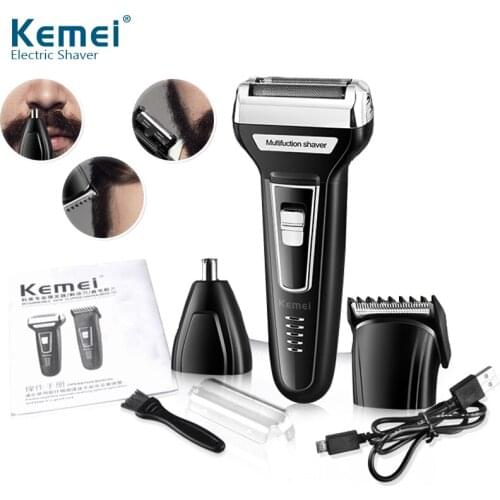 Kemei 3 in1 Hair Clipper Multifunctional USB Rechargeable Men Electric Shaver Electric Clipper Hair Barber Razor Hair Trimmer