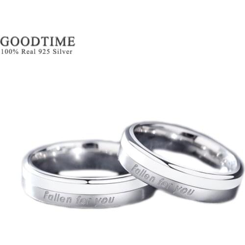 Fashion New Couple Ring 100% 925 Sterling Silver Trendy Jewelry Fallen For You Wedding Party Rings Gift For Women Men