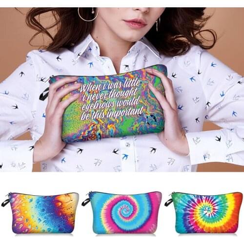 Colorful Makeup Bag Personalized Printing Cosmetic Case Toiletry Tool Case Bag Geometric Print Polyester Organizer Pouch Bag