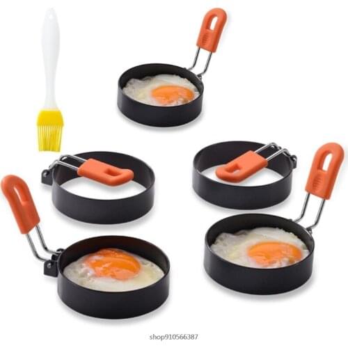 4 Pcs Omelette Ring Round Fried Egg Mold with Anti-Scald Handle Stainless Steel Pancake Mould Tool Set for Frying Egg Wholesales