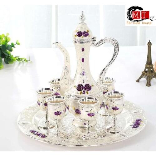 Small Rose Wine Creative Liquor Set Wine with European Metal Wine Splitter Gifts Shot Glasses Set Wine Glass Set Home Bars