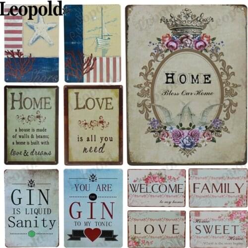 Metal Poster Family Welcome Sweet Home Tin Plate Letter Plaque Garden Bar Club Cafe Decoration 20X30Cm