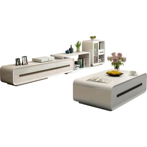 Minimalist designer wooden panel TV Stand modern Living Room tv monitor stand mueble tv cabinet + coffee cetro table + cabinet