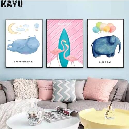 Cartoon Anime Animal Balloon Childrens Room Fashion Poster Bedroom Living Room Home Decor Canvas Frameless Printing Paintings