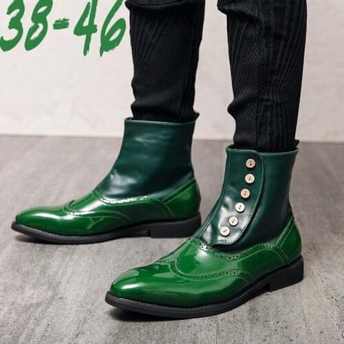 Men Chelsea Boots Handmade Ankle Boots High Faux Suede Leather Boots Dress Boots Buckle Design Fashion Winte Boots Tooling Boot