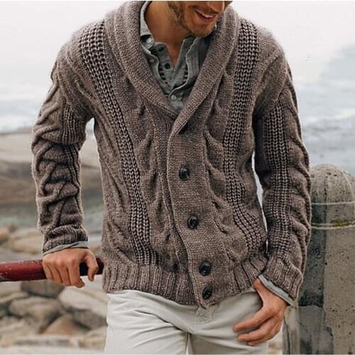 2020 Autumn Winter New Hip-hop Fashion Wild Simple Solid Color Cardigan Men Sweater Lapel Plus Size Knitted Jacket Free Shipping