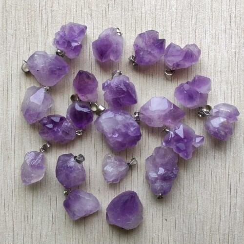 New jewelry hot selling Natural stone purple Irregular shape pendants for jewelry making 20pcs/lot wholesale free shipping