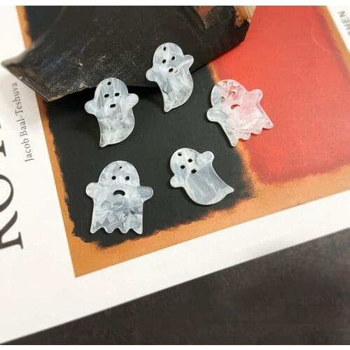 New Style 50pcs/Lot Cartoon Little Ghost Shape water ripple pattern print acrylic beads diy jewelry earring/garment accessory