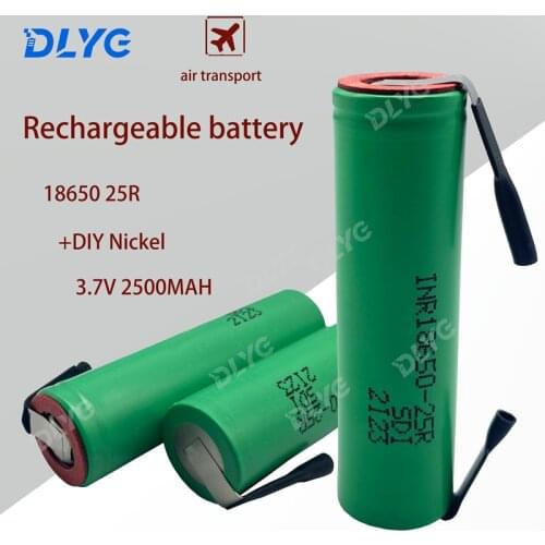 Original INR18650-25R rechargeable battery 3.6V 2500mAh discharge lithium ion battery 20A battery + DIY nickel power battery