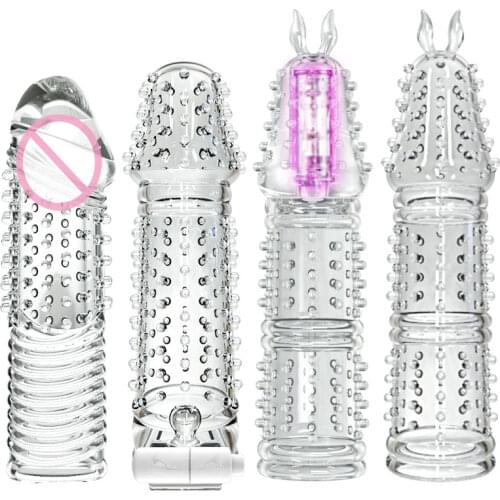 Realistic Penis Sleeve G Point Stimulation Delay Ejaculation Men Sex Toy Extender Sleeve for Penis