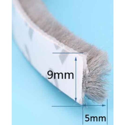9mm X 5mm Self Adhesive Dustproof Window Door Draught Excluder Brush Seal Strip Windproof Weatherstrip
