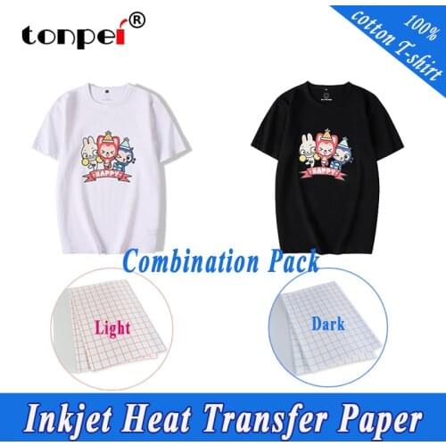 A3 A4 Iron On T Shirt Heat Transfer Paper For Light Dark Color 100% Cotton Fabrics Cloth Inkjet Printing Design For DIY Gifts