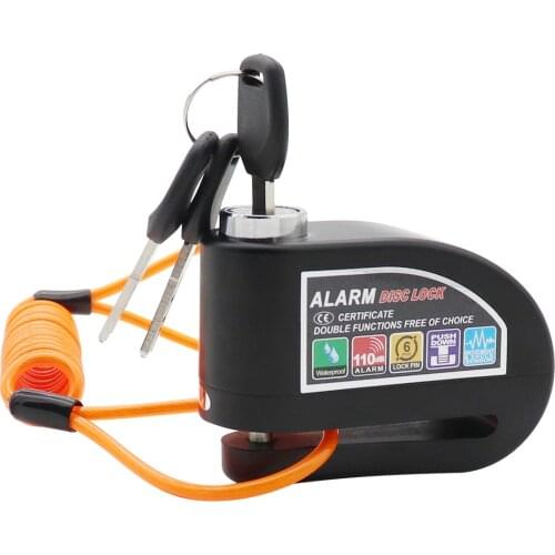 Universal Alarm Disc Lock Kit 110dB Alarm Sound Disc Brake Padlock With 6mm Lock Pin For Motorcycle Scooter Bicycle