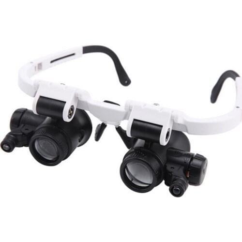 Head Mounted Glasses Magnifier With LED Light Magnifying Glass Led Lupa For Watchmaker Jewelry Optical Len Glass Magnifier Loupe