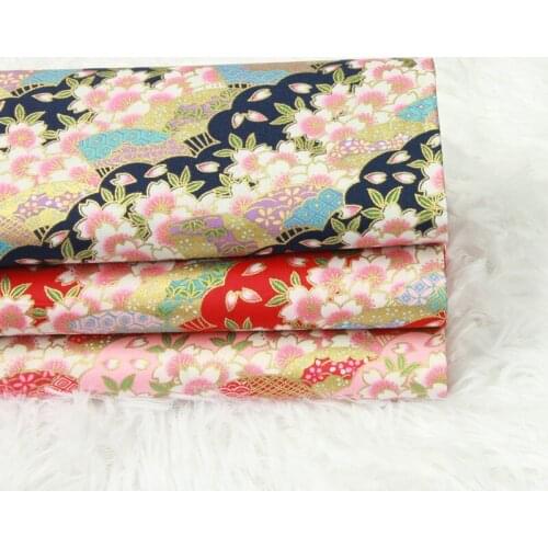 High quality thin cotton fabric Gold stamping tissu Hand-made DIY bagged dress clothes fabric cotton