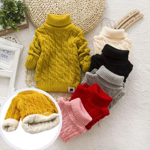 Girls Boys Winter Fleece Sweater Children Knit Outwear Pullover Thick Top Baby Toddler Girl Sweater