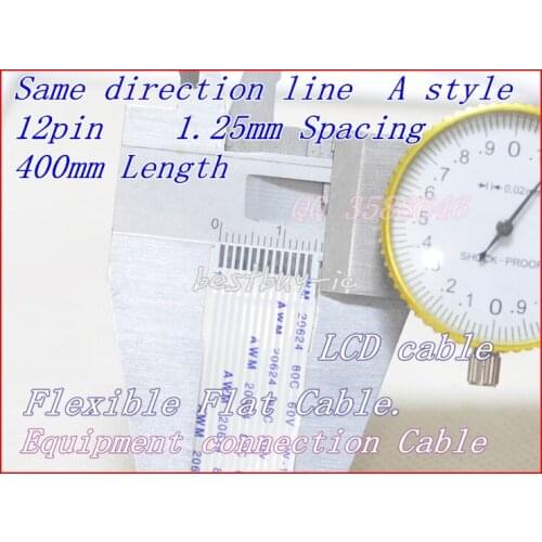 1.25mm Spacing + 400mm Length + 12P A / same direction line Soft wire FFC Flexible Flat Cable. 12P *1.25A *400MM