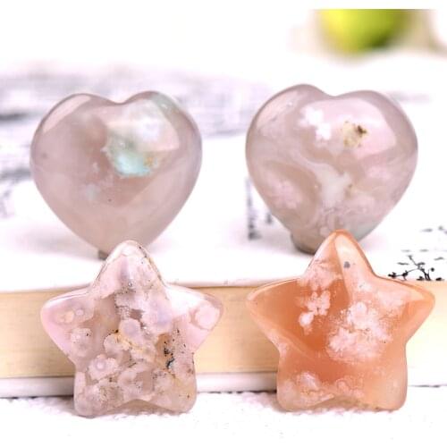 1PC Natural Agate Love Gemstone Star Moon Heart Shape Raw Crystals Home Decor Crafts Pentagram Energy Healing Energy Stone Gifts