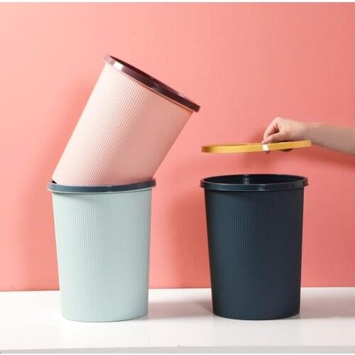 1Pc Trash Can Waste Bins with Clamping Ring Household Lidless Plastic Paper Basket Bathroom Kitchen Rubbish Garbage Storage Can