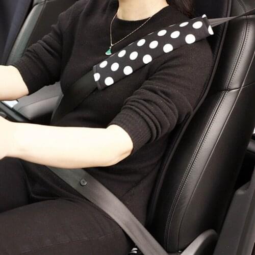 1PCS White Dot Car Safety Seat Belt Shoulder Strap Pads Cover Auto Women Cotton Safety Belt For Cars Shoulder Protection