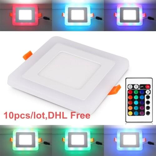 10PCS 6W 9W 16W 24W Dual Color RGB LED Panel Light Concealed Cool White Lamp Square Ultra Thin Recessed LED Downligt AC100-265V