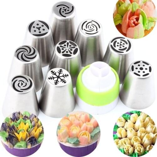 10Pcs Stainless Steel Icing Piping Nozzles Russian Pastry Cake Tips Sugar craft Fondant Decorating Kitchen Baking Pastry Tool