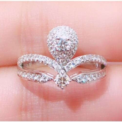 100% 18K gold ring and moissanite diamond D VVS Luxury wedding ring With national certificate SW18