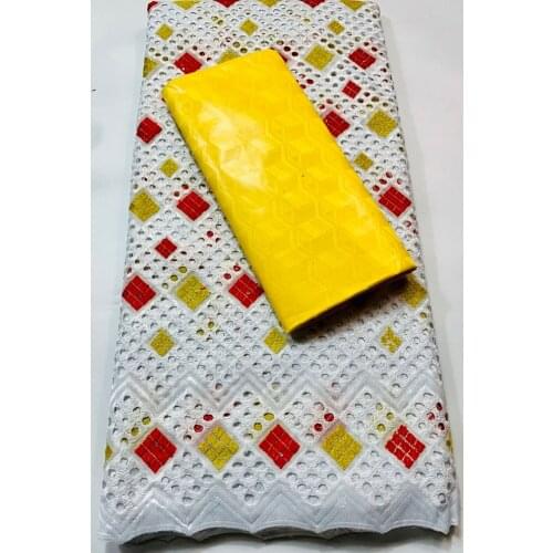 2.5+2.5 Yards/set Swiss Voile Lace In Switzerland And Bazin Riche Fabrics 2021 New Guinea Senegal African Wedding Bazin YKM101